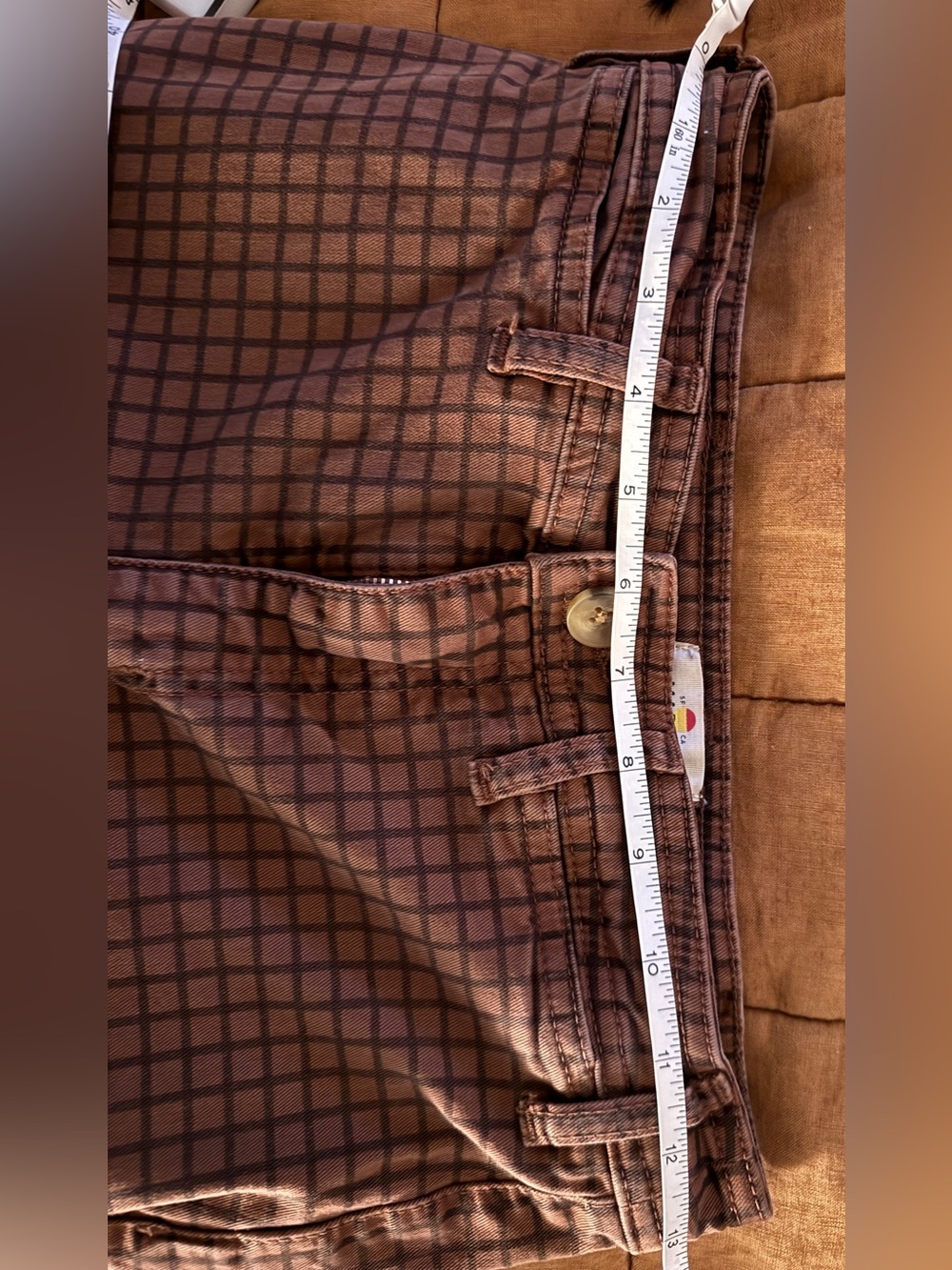 Marine Layer Orange Brown Bridget Pants in Pinecone Plaid Cropped Women Pants - Picture 5 of 5